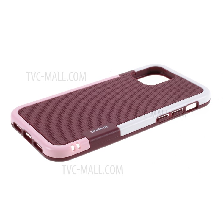 Assorted Color Edge PC + TPU Rhombus Texture Back Case for iPhone 12 Mini - Wine Red-5