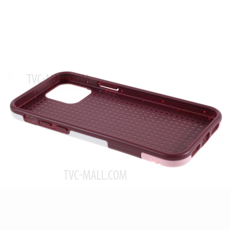 Assorted Color Edge PC + TPU Rhombus Texture Back Case for iPhone 12 Mini - Wine Red-6