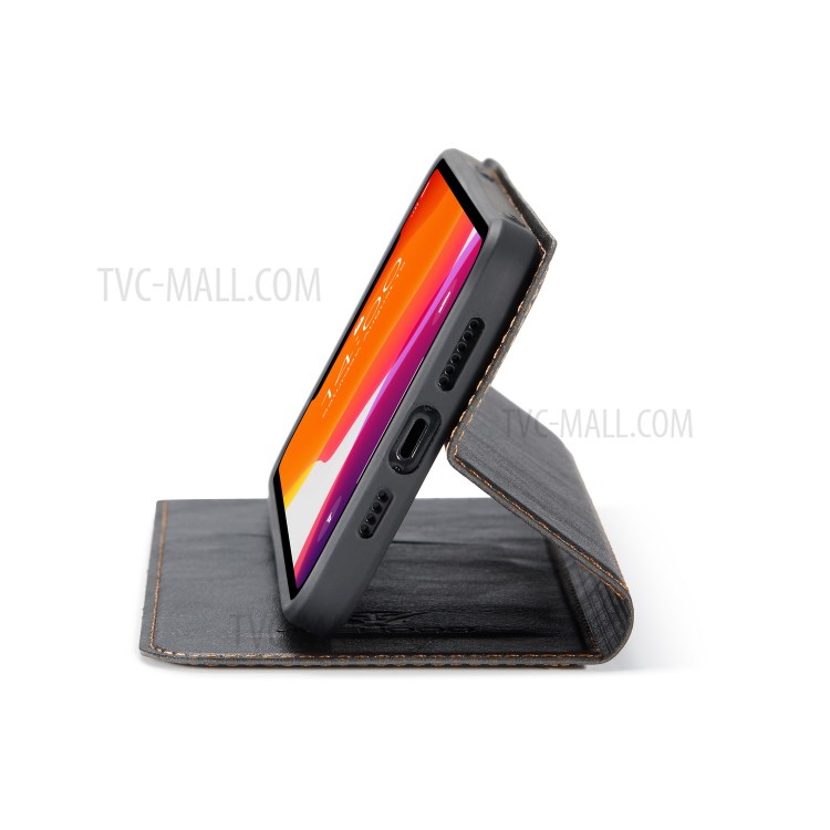 Ultra-thin Leather Phone Cover for iPhone 12 mini - Black-8