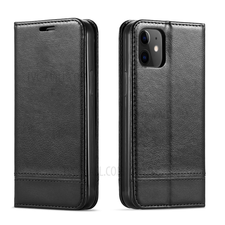 PU Leather Card Holder Phone Stand Cover with Strap for iPhone 12 / iPhone 12 Pro - Black-3