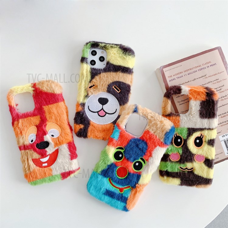 Embroidery Emoji Style Soft Plush Coated TPU Shell for iPhone 12 Pro/12 6.1 inch - Tongue Out-3