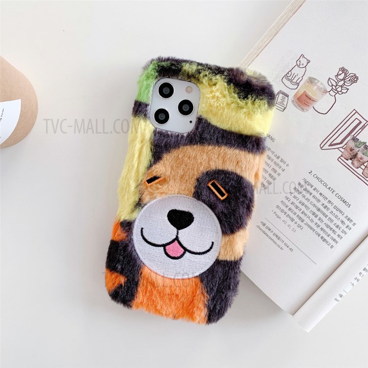 Embroidery Emoji Style Soft Plush Coated TPU Case for iPhone 12 mini 5.4 inch - Smiling Puppy-1