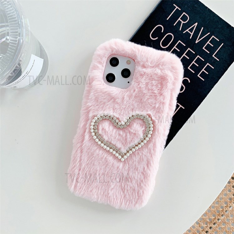 Wholesale Pearl Heart Design Soft Plush Coated TPU Case for iPhone 12 /
