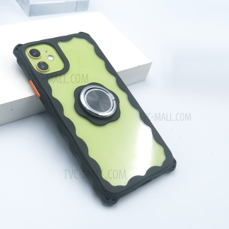 Ring Kickstand PC TPU Hybrid Shock Resistant Case for iPhone 12 Pro/12 - Midnight Green-3