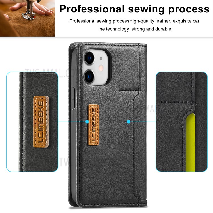 LC.IMEEKE LC-001 Series Leather Phone Cover Case for iPhone 12/12 Pro - Black-12