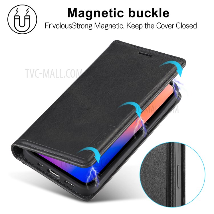 LC.IMEEKE LC-001 Series Leather Phone Cover Case for iPhone 12/12 Pro - Black-9