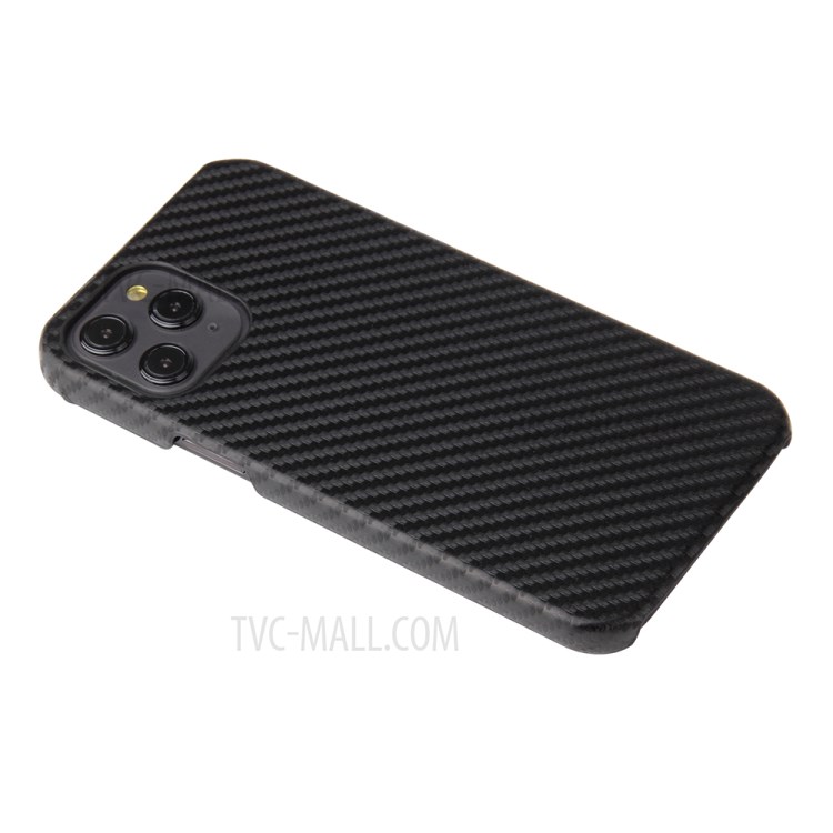 PU Leather Coated PC Phone Casing Shell for iPhone 12 Pro Max - Black Carbon Fiber Texture-2