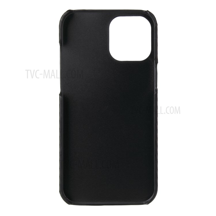 PU Leather Coated PC Phone Casing Shell for iPhone 12 Pro Max - Black Carbon Fiber Texture-4