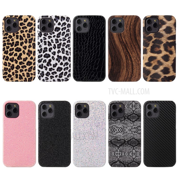 PU Leather Coated PC Phone Casing Shell for iPhone 12 Pro Max - Black Carbon Fiber Texture-8