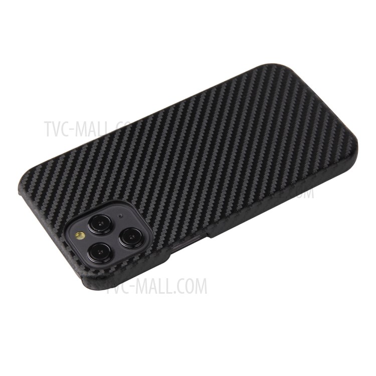 For iPhone 12 mini PU Leather Coated Hard PC Case Phone Shell - Black Carbon Fiber Texture-4