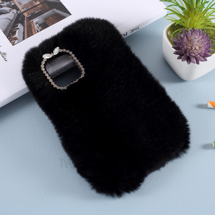 Soft Rabbit Fur Coated TPU Cover for iPhone 12 Pro / iPhone 12 - Black-5