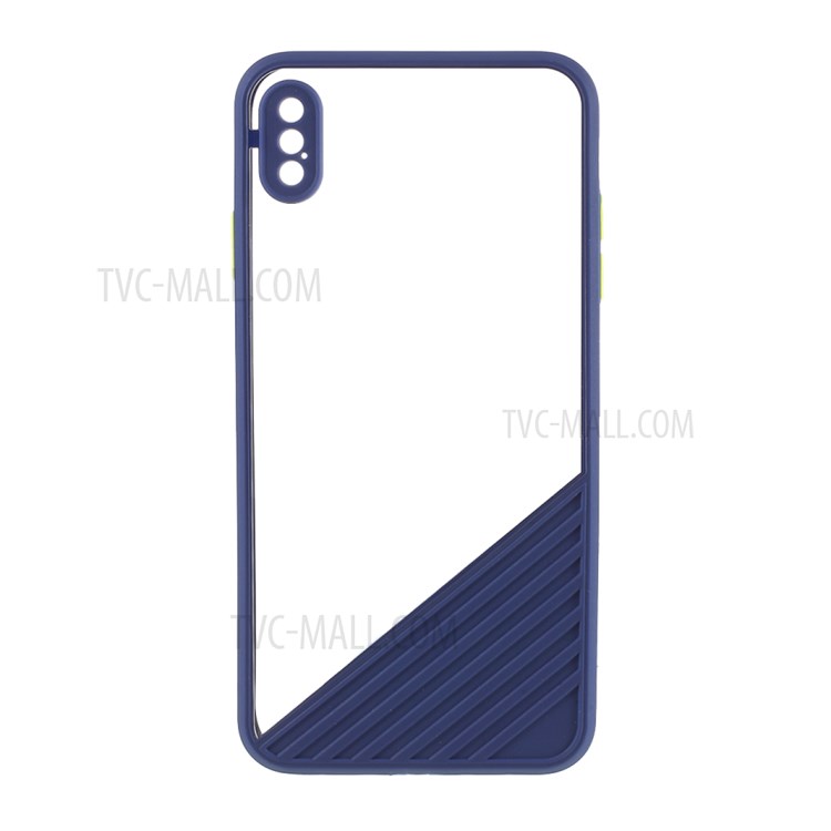 Contrast Color Acrylic + TPU Hybrid Protective Case for iPhone XS/X - Blue-1