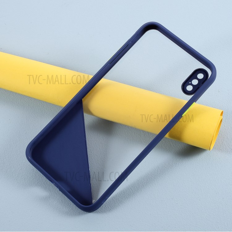 Contrast Color Acrylic + TPU Hybrid Protective Case for iPhone XS/X - Blue-4