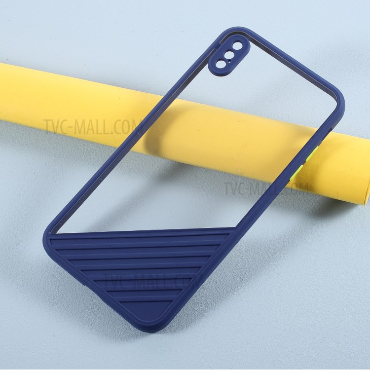 Contrast Color Acrylic + TPU Hybrid Protective Case for iPhone XS/X - Blue-6