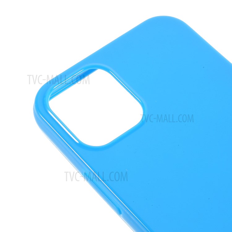 Solid Color Glossy TPU Phone Cover Case for iPhone 12 Pro / iPhone 12 - Dark Blue-8