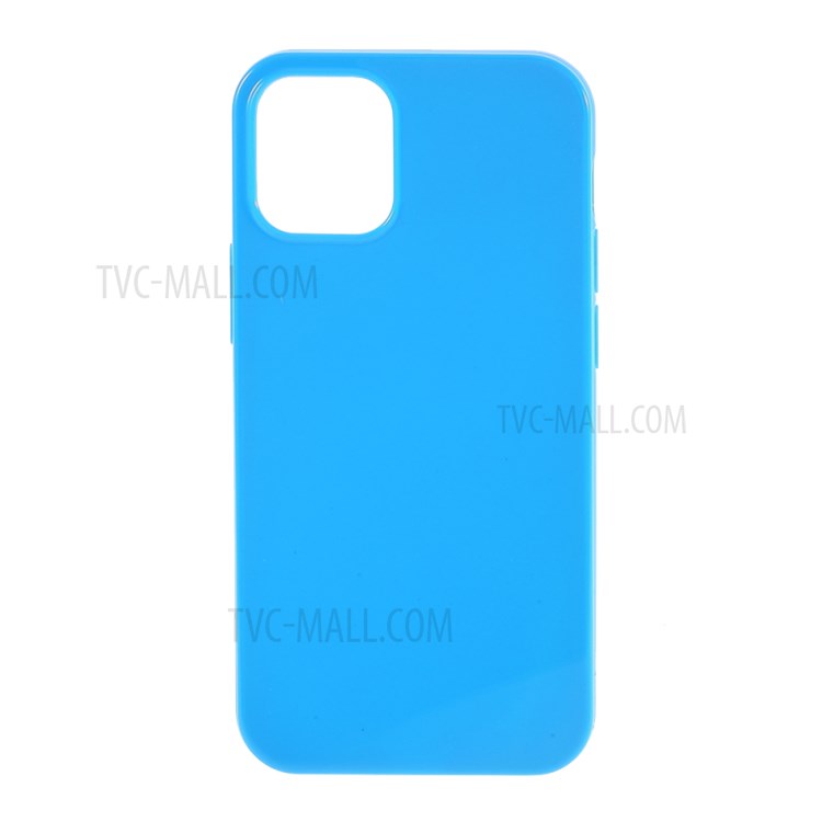 Solid Color Glossy TPU Phone Cover Case for iPhone 12 Pro Max - Dark Blue-1