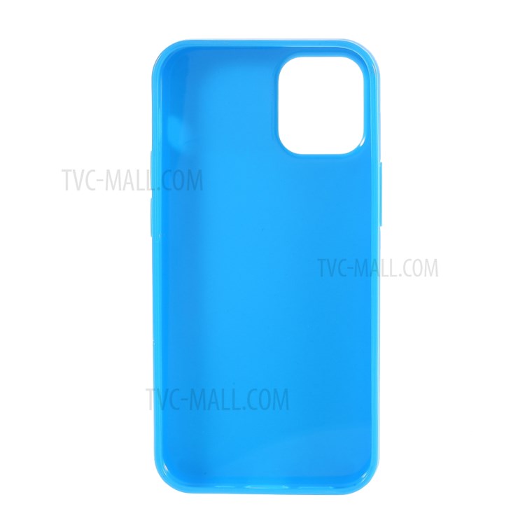 Solid Color Glossy TPU Phone Cover Case for iPhone 12 Pro Max - Dark Blue-3