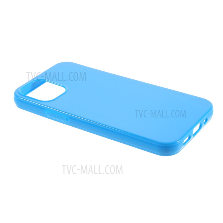 Solid Color Glossy TPU Phone Cover Case for iPhone 12 Mini - Dark Blue-4