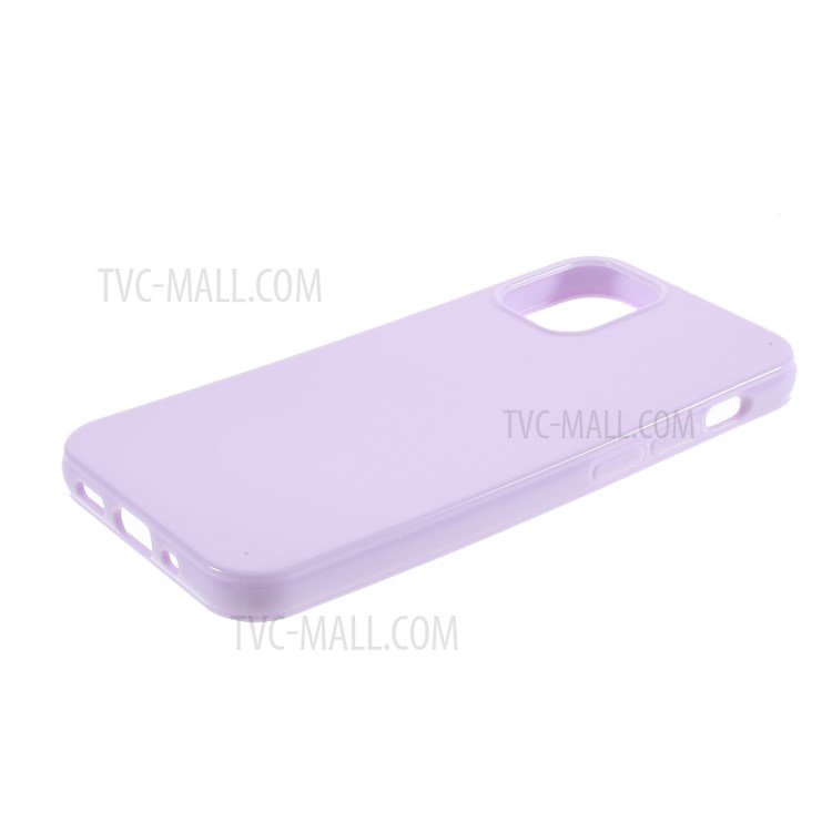 Solid Color Glossy TPU Phone Cover Case for iPhone 12 Mini - Purple-5