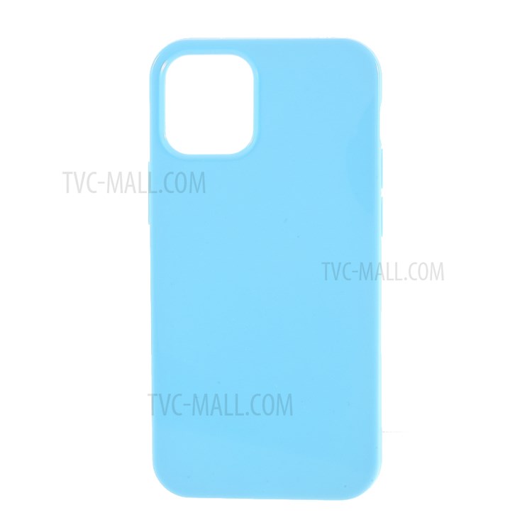 Solid Color Glossy TPU Phone Cover Case for iPhone 12 Mini - Baby Blue-1