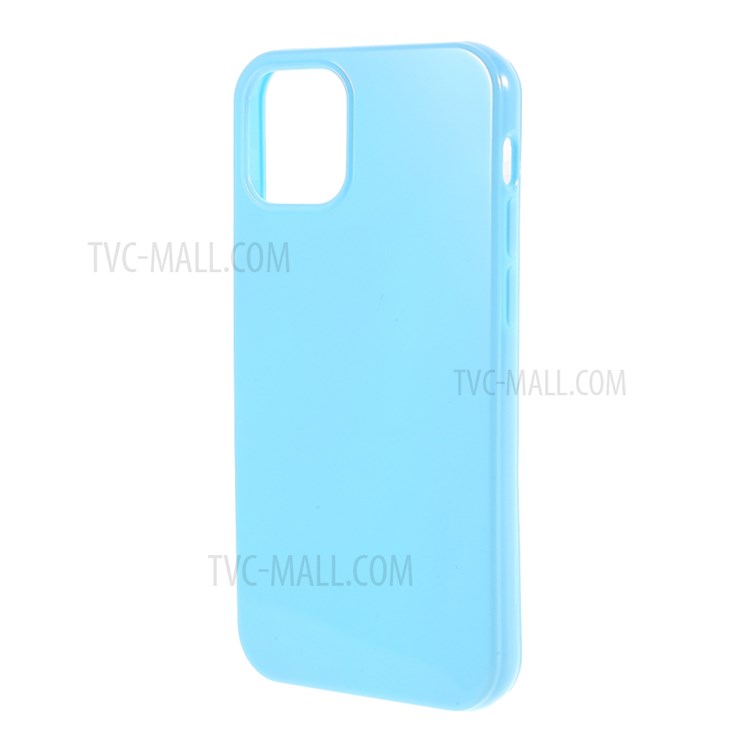 Solid Color Glossy TPU Phone Cover Case for iPhone 12 Mini - Baby Blue-2