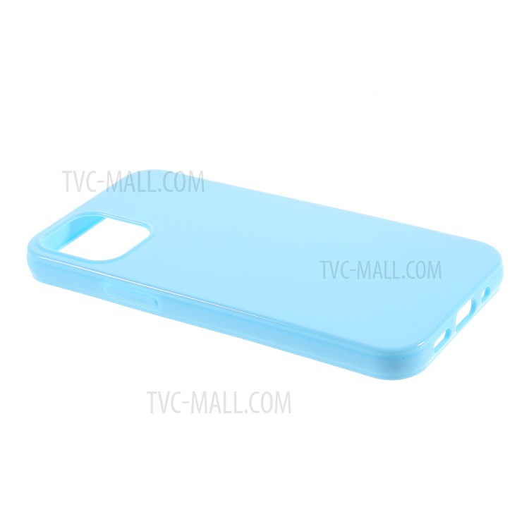 Solid Color Glossy TPU Phone Cover Case for iPhone 12 Mini - Baby Blue-4