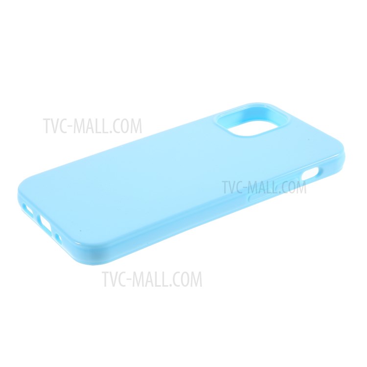 Solid Color Glossy TPU Phone Cover Case for iPhone 12 Mini - Baby Blue-5