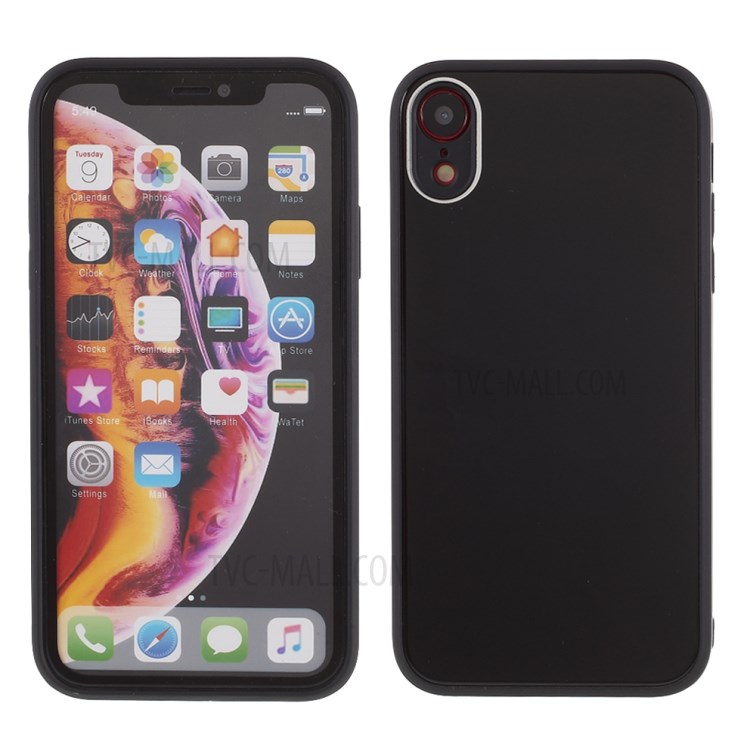 For iPhone XR 6.1 inch Glass + PC + TPU Combo Case Protector - Black-1