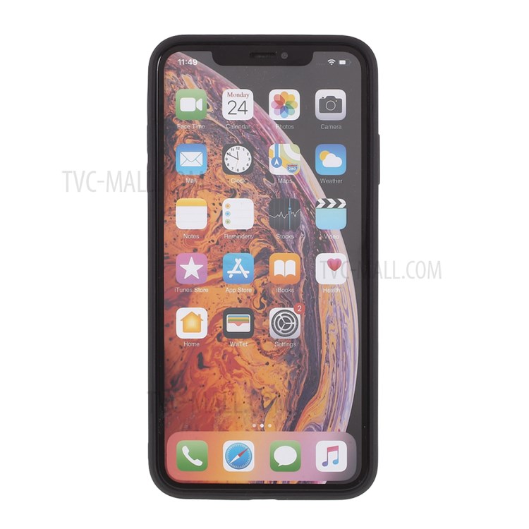 Hybrid Case Glass + PC + TPU Mobile Phone Shell for iPhone XS/X - Black-3