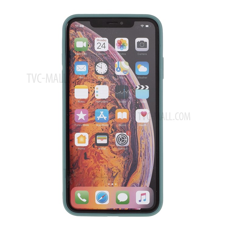 Vidrio Caso Híbrido + PC + TPU Carcasa Del Teléfono Móvil Para El Iphone XS / X - Verde Negruzco-3