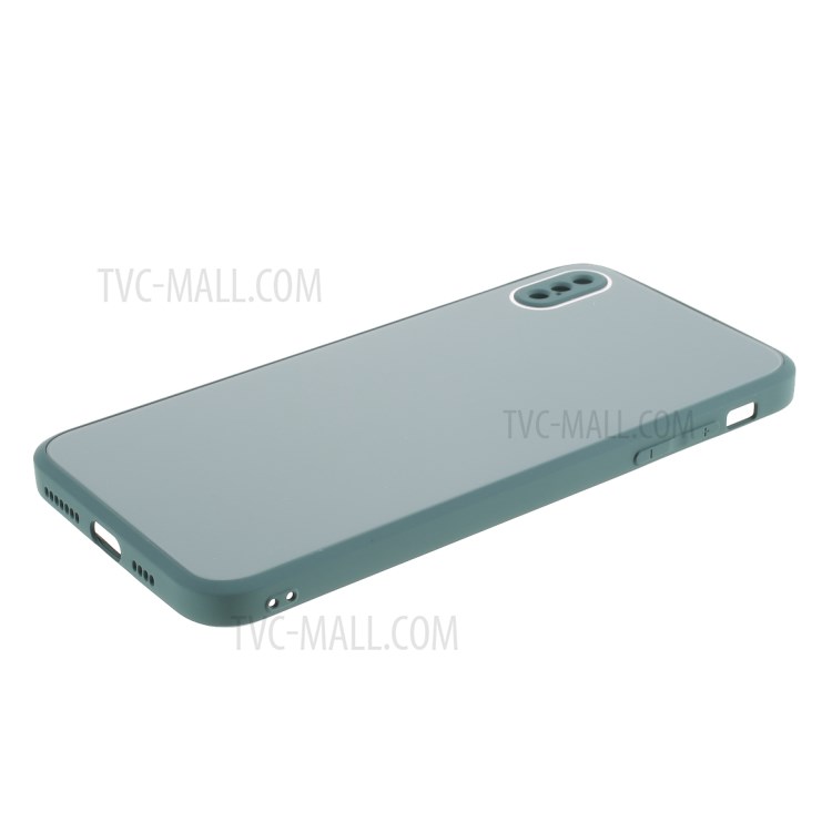 Vidrio Caso Híbrido + PC + TPU Carcasa Del Teléfono Móvil Para El Iphone XS / X - Verde Negruzco-5
