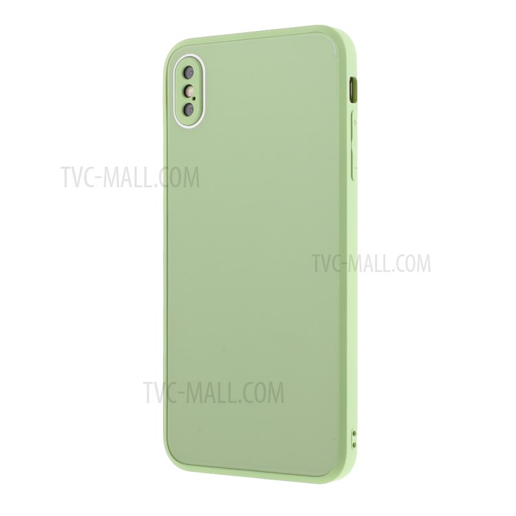 Hybrid Case Glass + PC + TPU Mobile Phone Shell for iPhone XS/X - Green-2