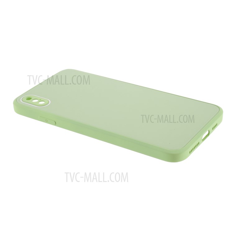 Hybrid Case Glass + PC + TPU Mobile Phone Shell for iPhone XS/X - Green-4
