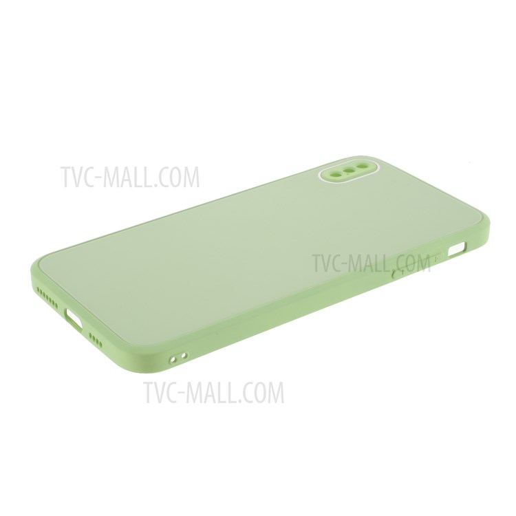 Hybrid Case Glass + PC + TPU Mobile Phone Shell for iPhone XS/X - Green-5
