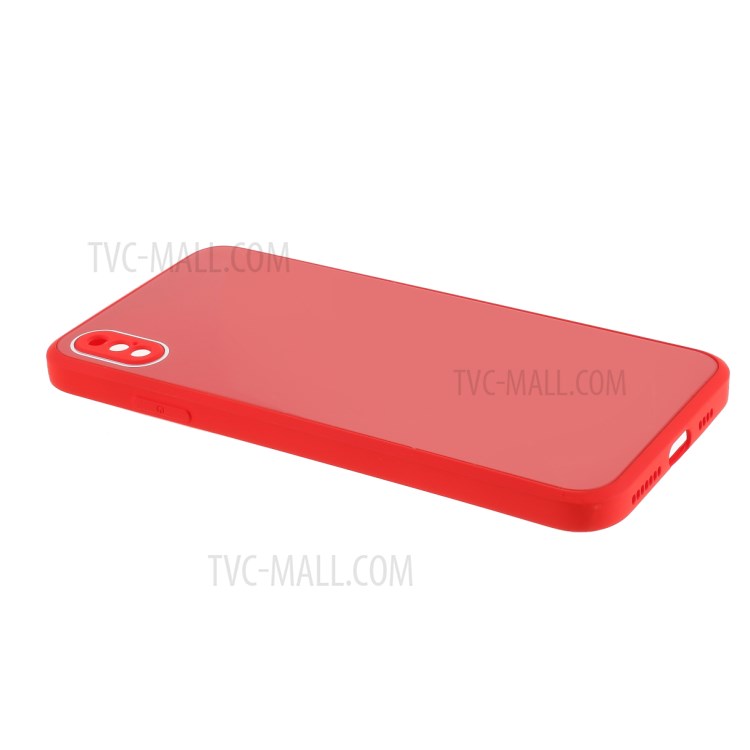 Glass + PC + TPU Combo Cover Protection Phone Casing for iPhone XS Max 6.5 inch - Red-4