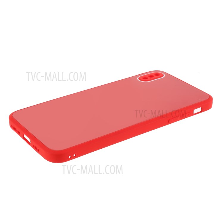 Glass + PC + TPU Combo Cover Protection Phone Casing for iPhone XS Max 6.5 inch - Red-5