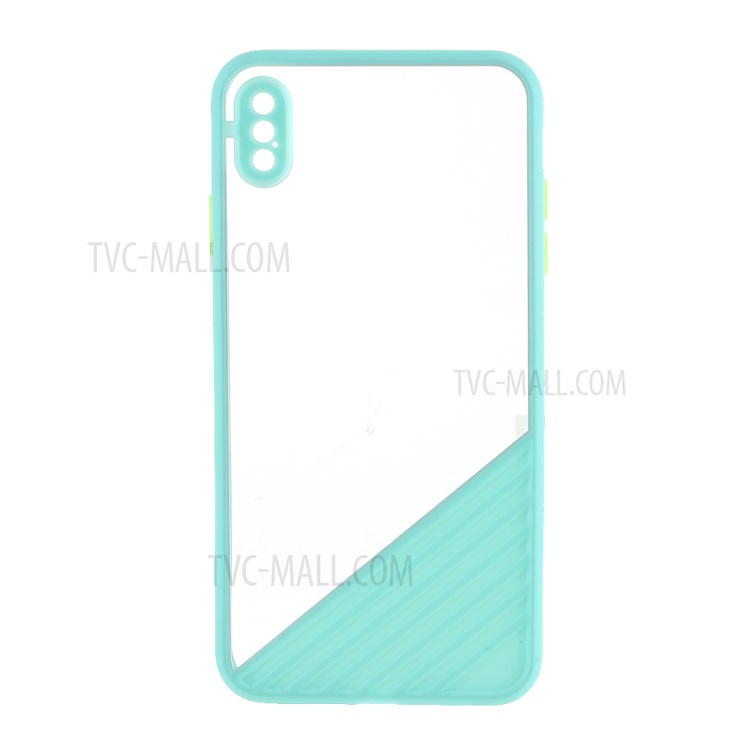 Contrast Color Clear Acrylic + TPU Hybrid Phone Case Accessory for iPhone XS Max 6.5 inch - Cyan-1