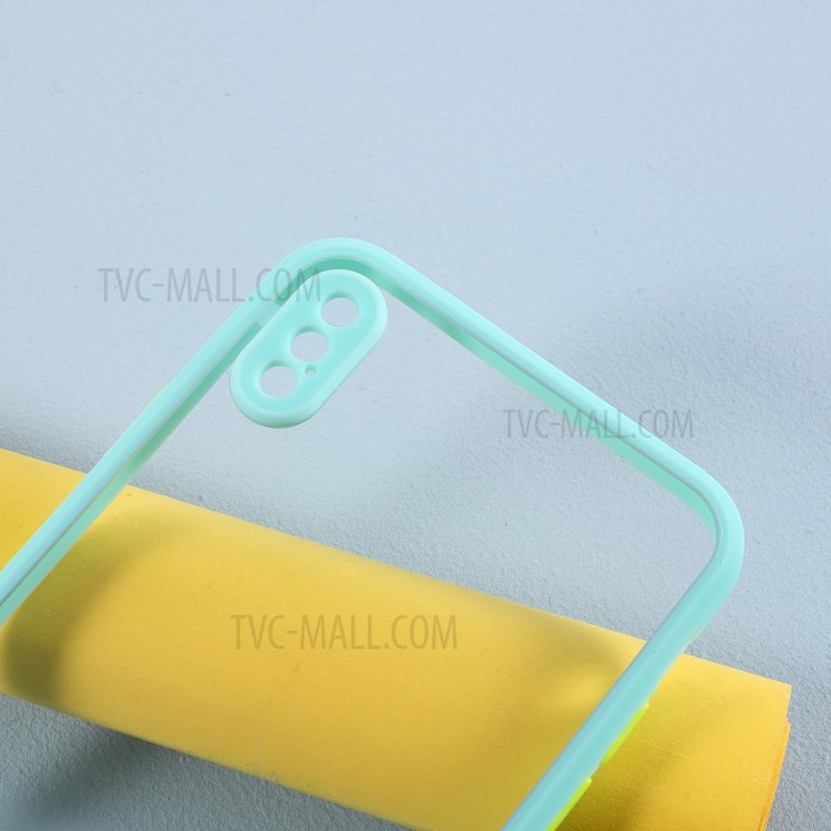 Contrast Color Clear Acrylic + TPU Hybrid Phone Case Accessory for iPhone XS Max 6.5 inch - Cyan-2
