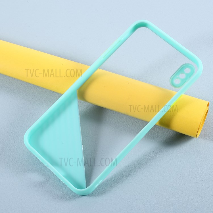 Contrast Color Clear Acrylic + TPU Hybrid Phone Case Accessory for iPhone XS Max 6.5 inch - Cyan-4