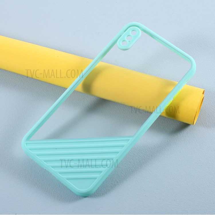 Contrast Color Clear Acrylic + TPU Hybrid Phone Case Accessory for iPhone XS Max 6.5 inch - Cyan-6