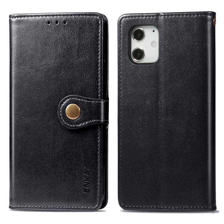 HAT PRINCE Litchi Texture PU Leather Wallet Case for iPhone 12 Mini - Black-1