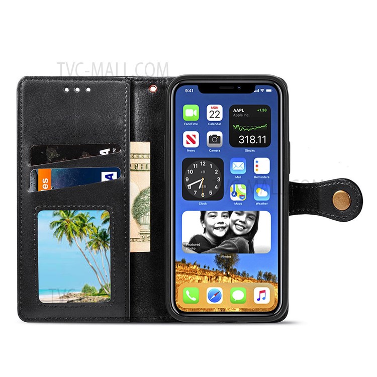 HAT PRINCE Litchi Texture PU Leather Wallet Case for iPhone 12 Mini - Black-4