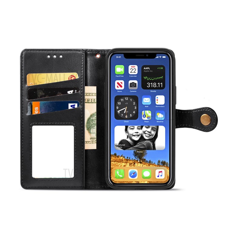 HAT PRINCE Litchi Texture PU Leather Wallet Case for iPhone 12 Pro Max - Black-3