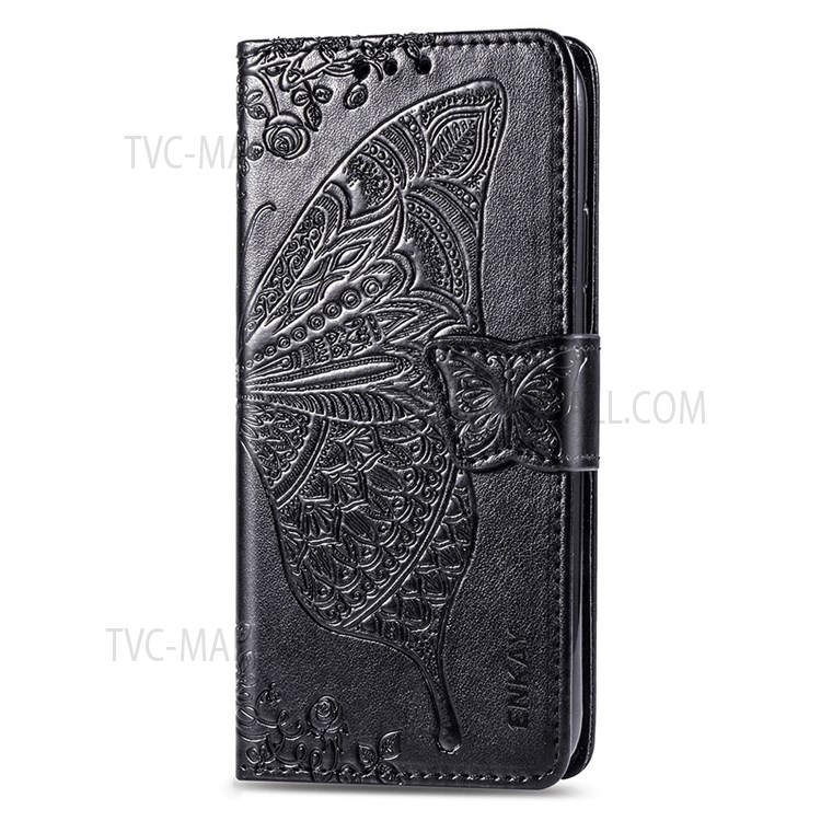 ENKAY HAT PRINCE Imprint Butterfly Flower Wallet Leather + TPU Phone Shell for iPhone 12 mini - Black-2