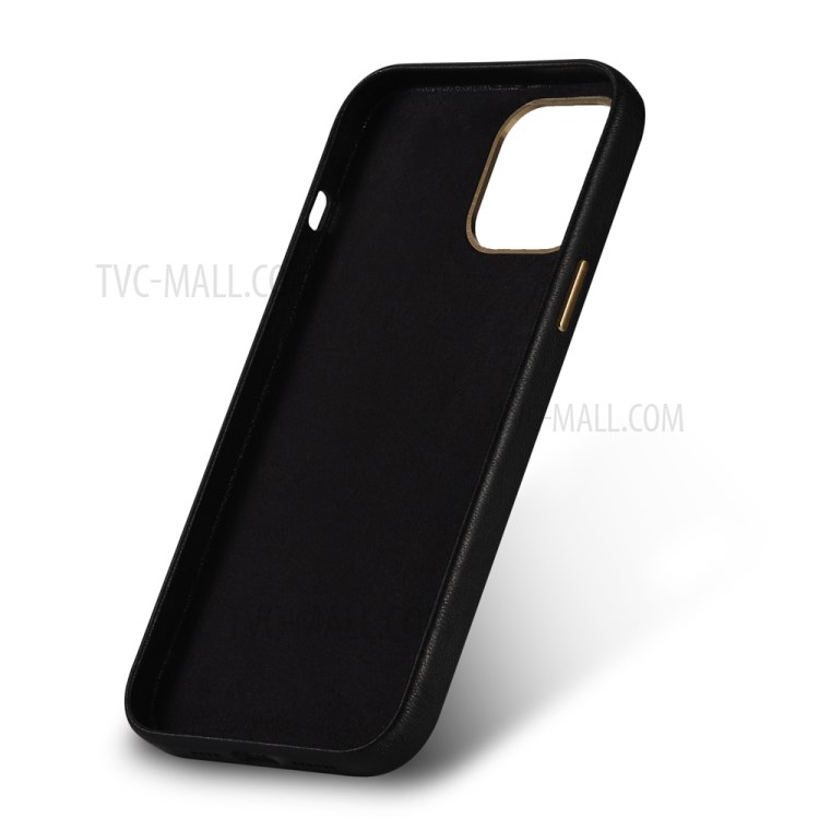 PU Leather Coated Hard PC Case Phone Case for iPhone 12 Pro Max - Black-5