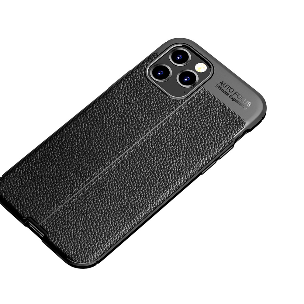 Litchi Texture TPU Protective Cover Phone Case for iPhone 12 Pro/12 - Black-2