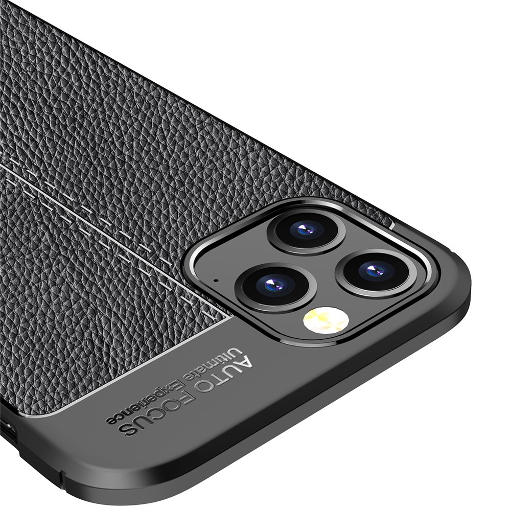Litchi Texture TPU Protective Cover Phone Case for iPhone 12 Pro/12 - Black-5