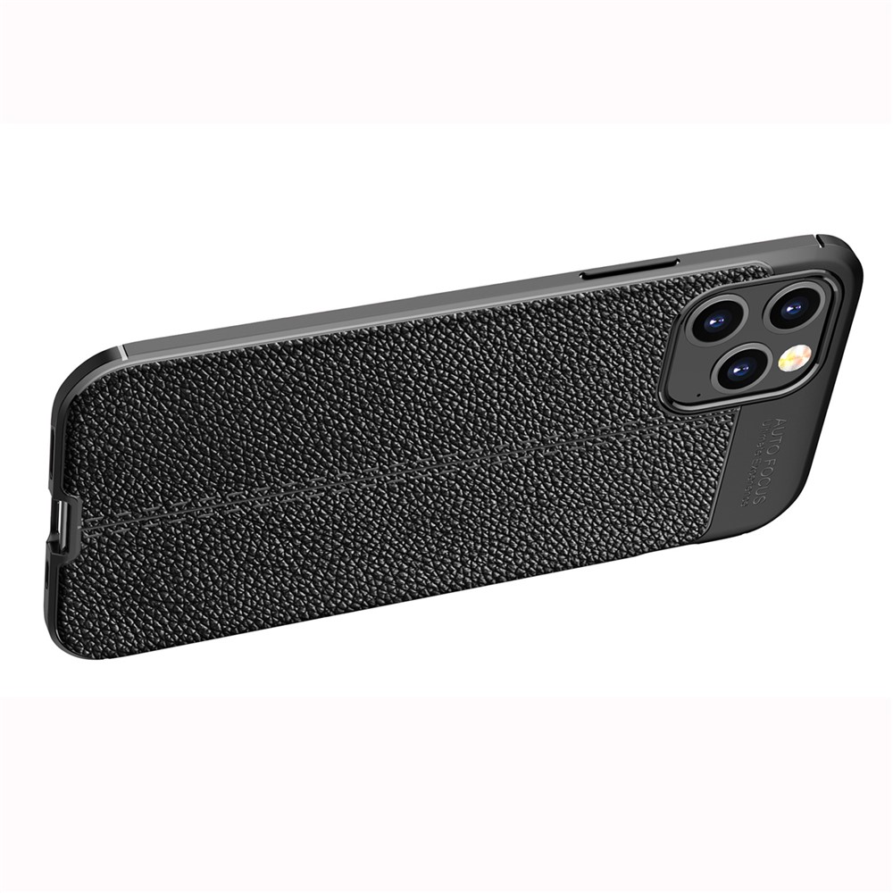 Litchi Texture TPU Protective Cover Phone Case for iPhone 12 Pro/12 - Black-8