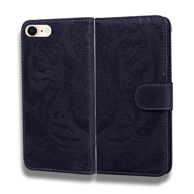 Cassa Del Raccoglitore Del Cuoio Del Basamento Del Modello Della Tigre Impresso Per IPhone SE (2a Generazione) / 8/7 4.7 Pollici - Nero-1