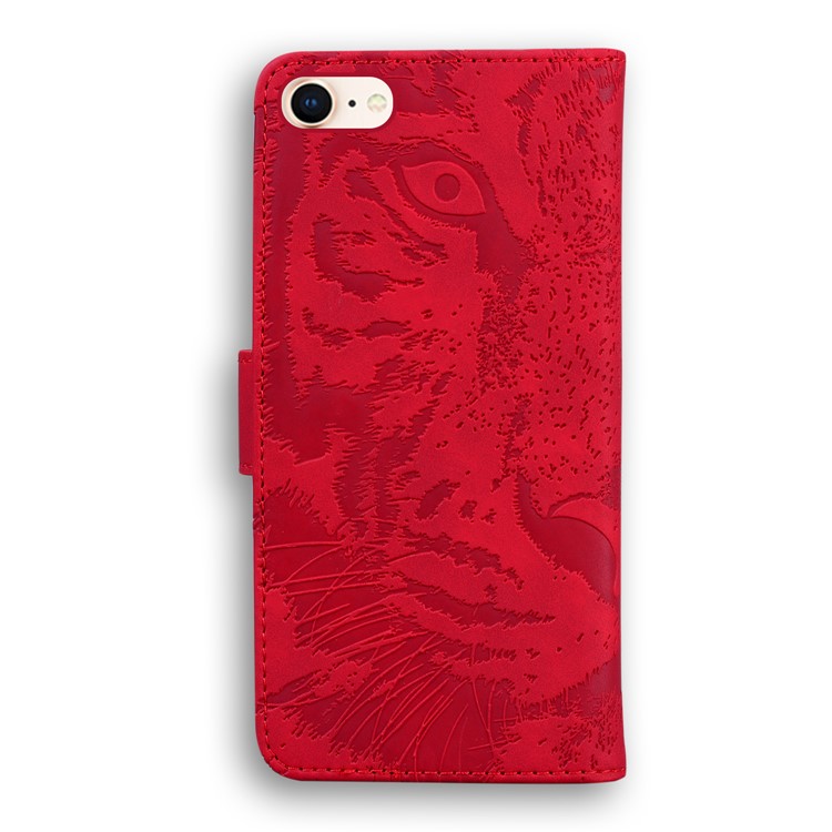 Carpeta De La Caja Del Cuero Del Soporte Del Patrón Del Tigre Para El Iphone Impresa SE (segunda Generación) / 8/7 4,7 Pulgadas - Rojo-3